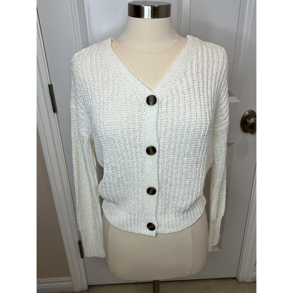 moon & madison Sweaters - Moon & Madison Cardigan Size Medium Womens Long Sleeve Knit Button Front Ivory